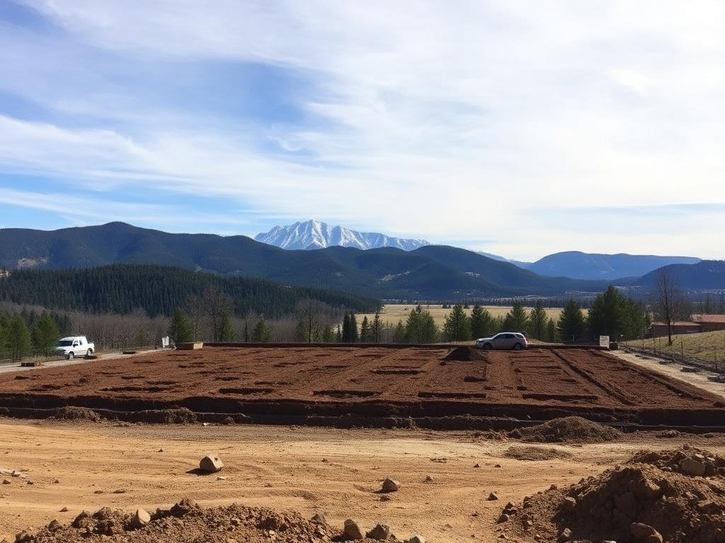 Graded house pad with mountain view